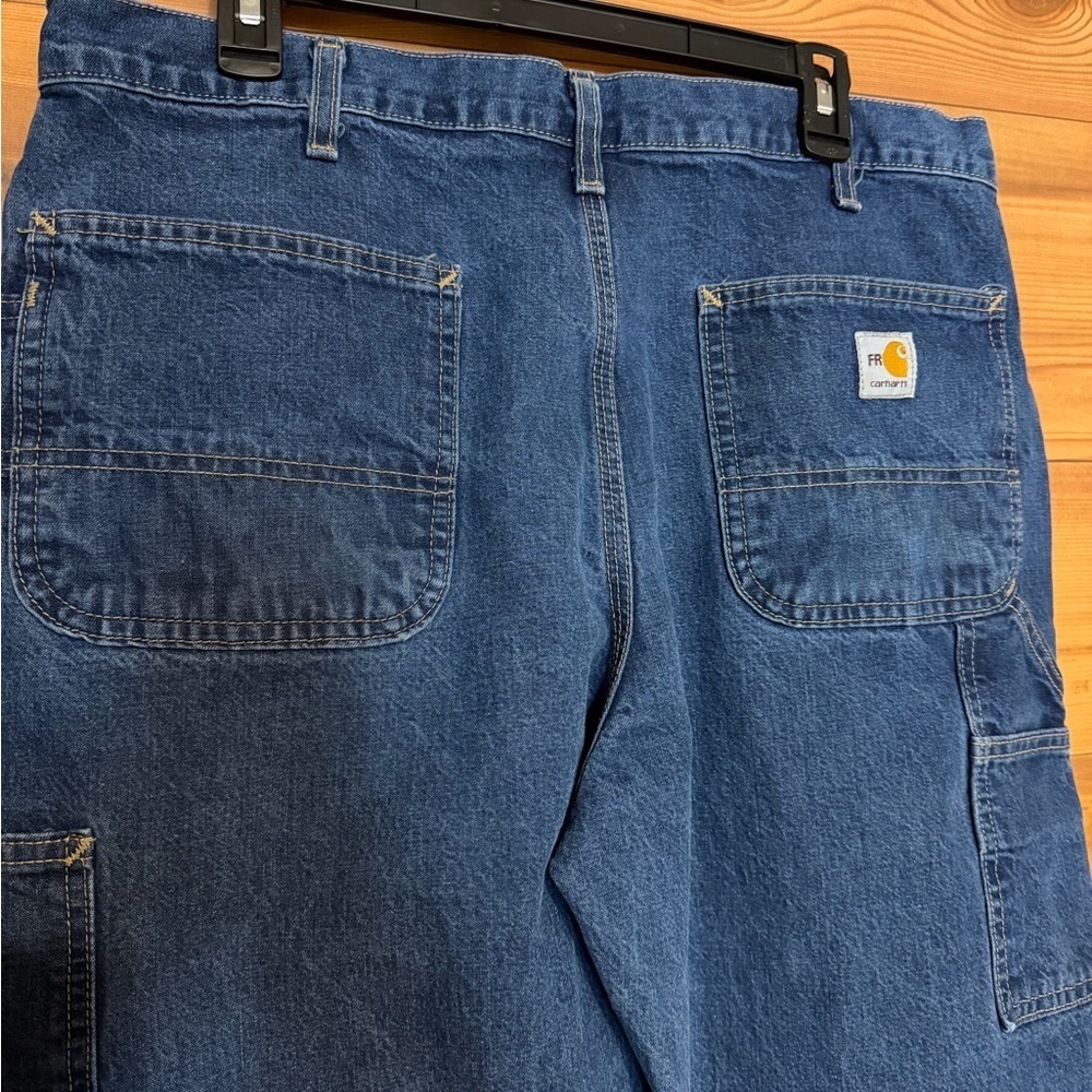 Men's Carhartt Flame-Resistant Signature Denim Dungaree Jeans - Picture 5 of 12